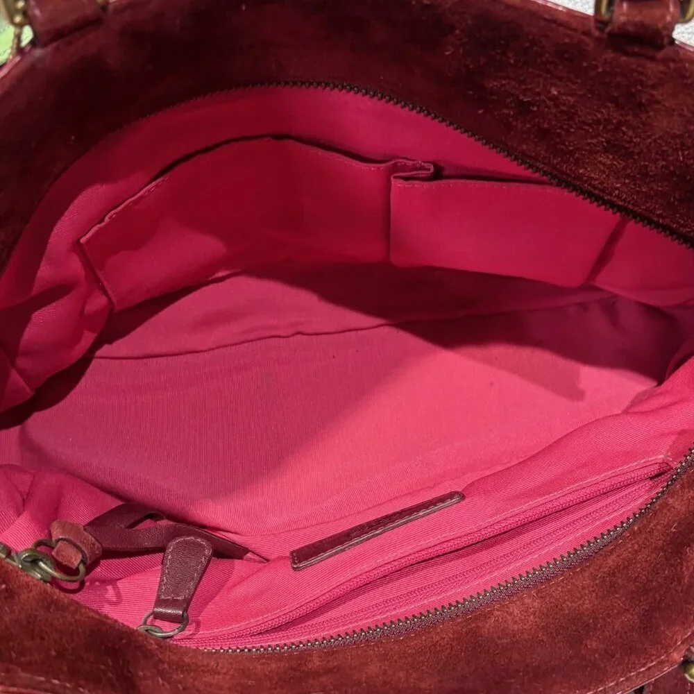 Coach 8B03 Burgundy Suede Hampton Bordeaux Tote - Picture 13 of 15